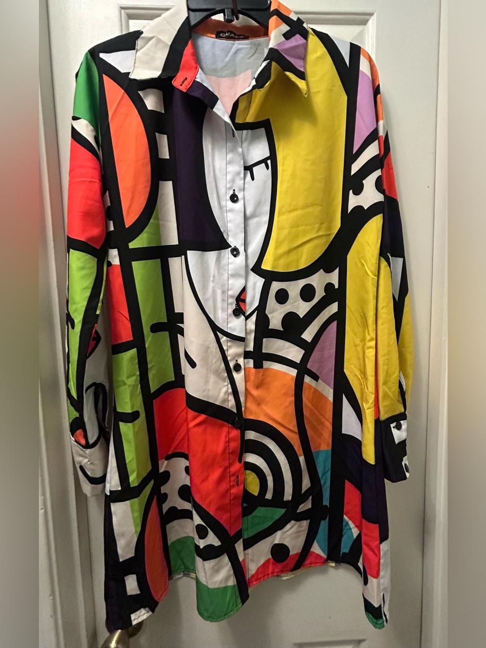 Retro Vintage Colorful Abstract Pop Art Button-Up Shirt